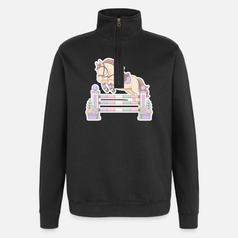 Obstacle au saut à cheval pastel - Sweat à zip 1/4 - noir