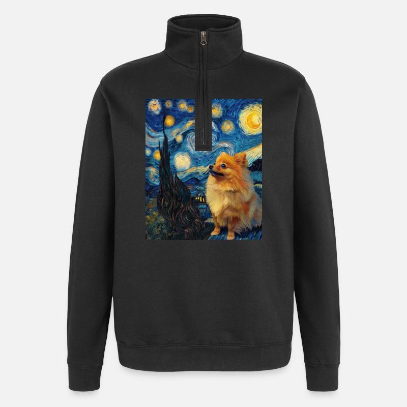 Zwergspitz Spitz Pomeranian - Quarter-Zip Sweatshirt - black