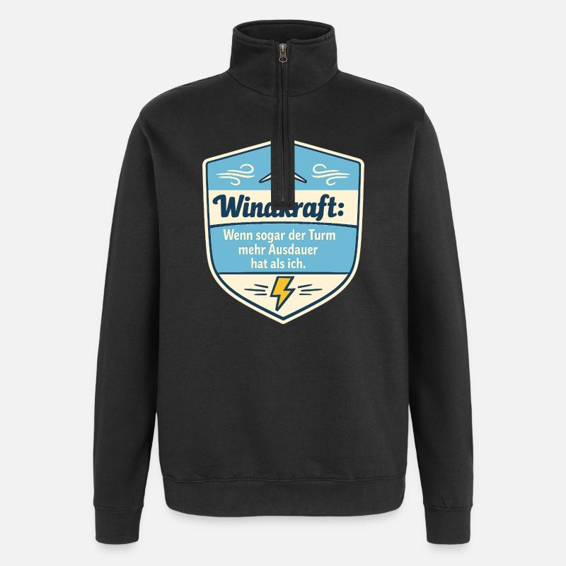 Windkraft Spruchschild Humor - Quarter-Zip-Sweatshirt - Schwarz
