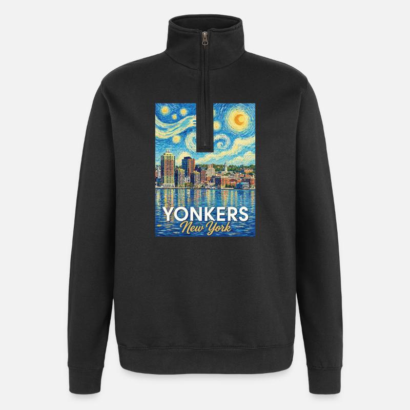 Yonkers, New York - Quarter-Zip Sweatshirt - black