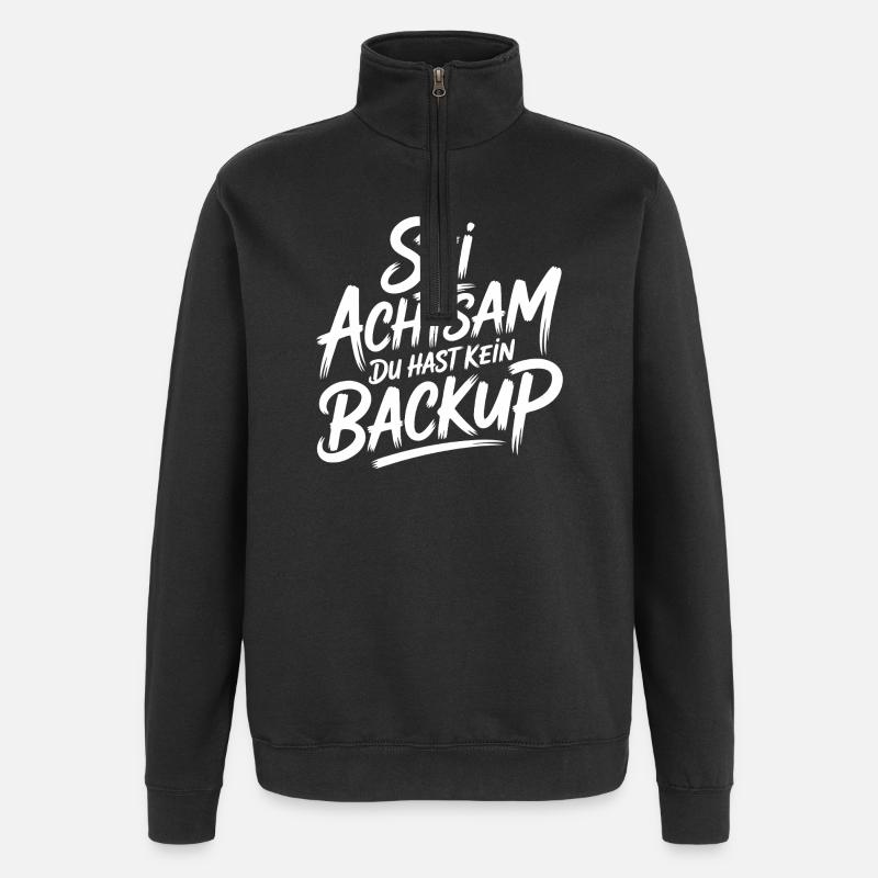 Achtsamkeit Spruch - Quarter-Zip-Sweatshirt - Schwarz