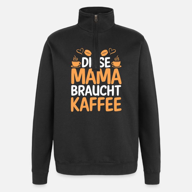 Kaffee Kaffeeliebhaber Mutter Mama - Quarter-Zip-Sweatshirt - Schwarz