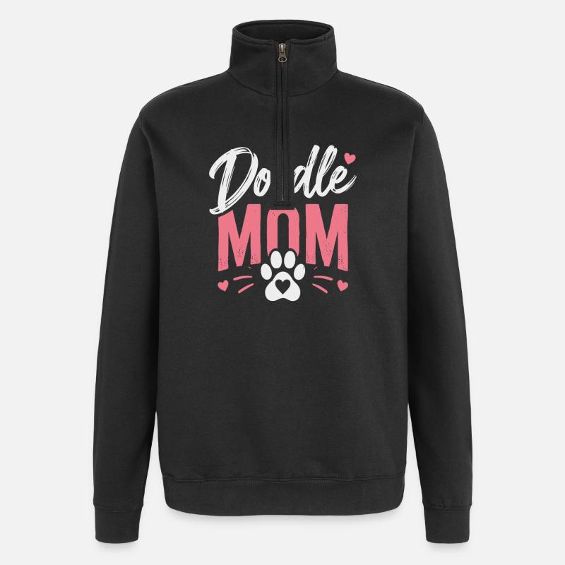 Doodle Mom Pfotenherz - Quarter-Zip-Sweatshirt - Schwarz