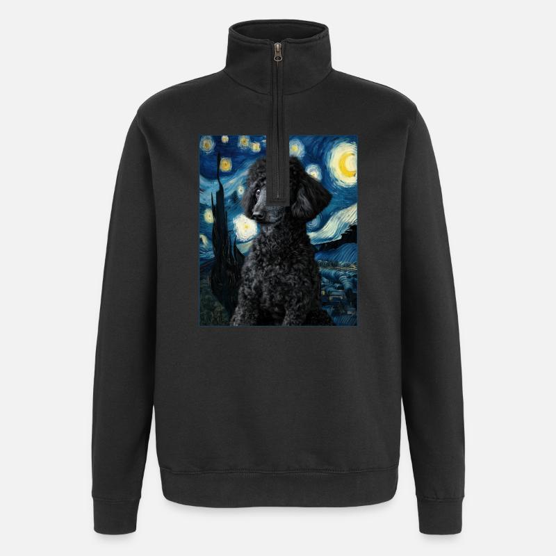 Caniche - Sweat à zip 1/4 - noir