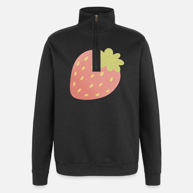 Pastel Strawberry Minimal - Quarter-Zip Sweatshirt - black