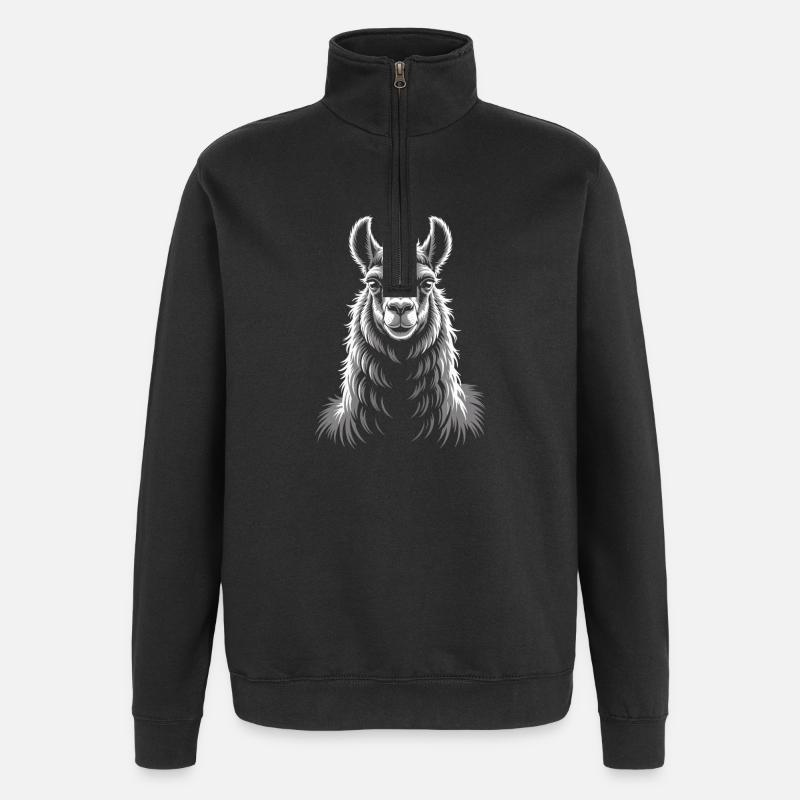 Portrait de lama - Sweat à zip 1/4 - noir