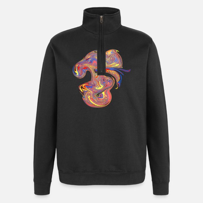 Tourbillons de marbre psychédélique - Sweat à zip 1/4 - noir
