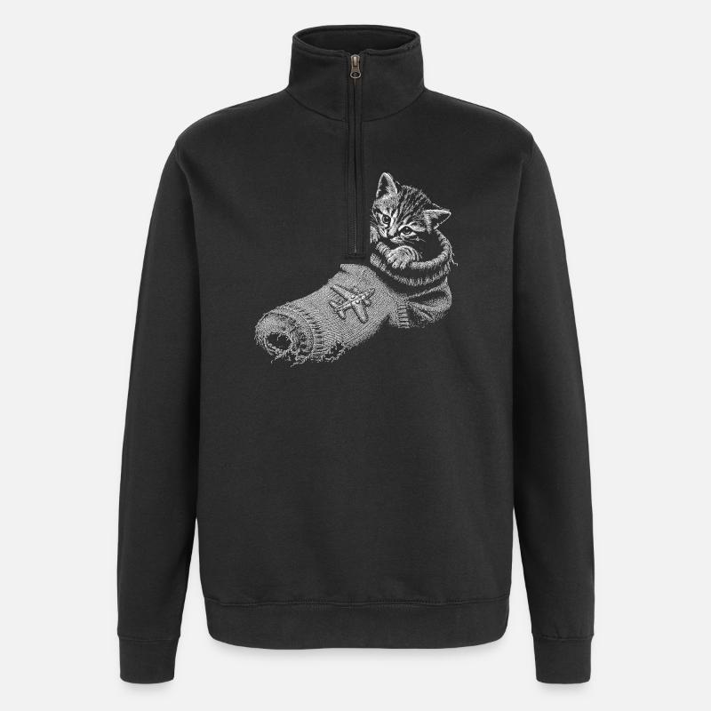 chaton - Sweat à zip 1/4 - noir