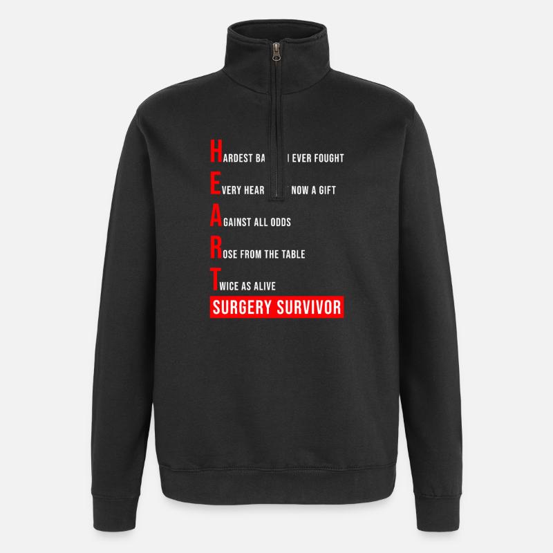 I Survived Open Heart Surgery - Quarter-Zip Sweatshirt - black