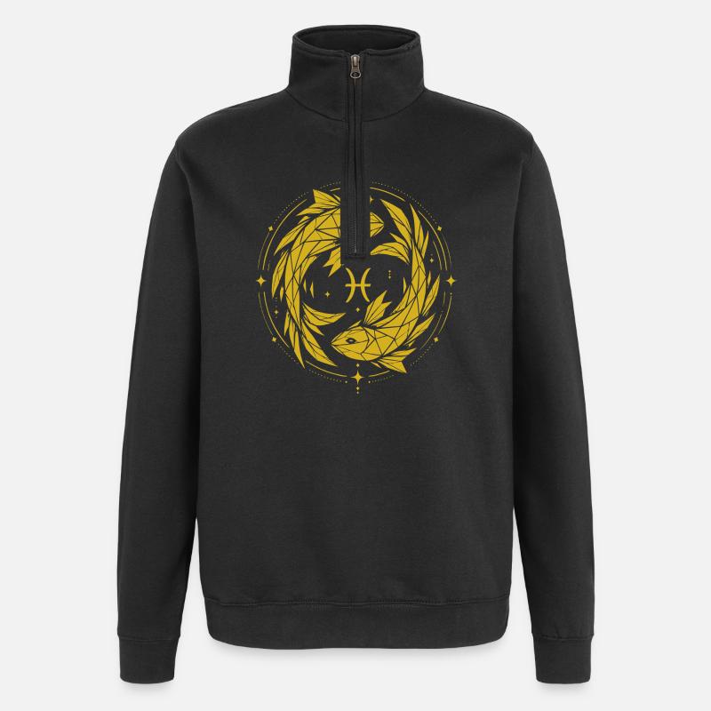 Fische Symbol – Sanft & Modern - Quarter-Zip-Sweatshirt - Schwarz