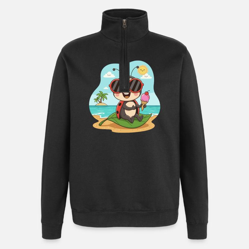 Strandkäfer mit Eis und Sonnenbrille - Quarter-Zip Sweatshirt - black