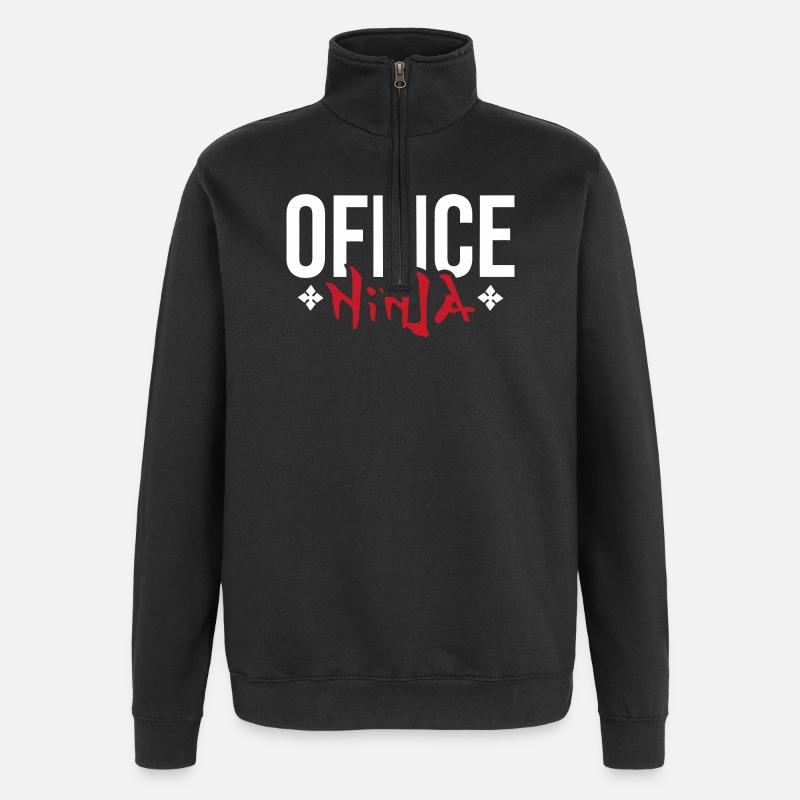 Büro-Ninja - Quarter-Zip-Sweatshirt - Schwarz