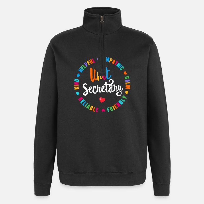 Unit Secretary Circle Hearts Graphic - Quarter-Zip Sweatshirt - black