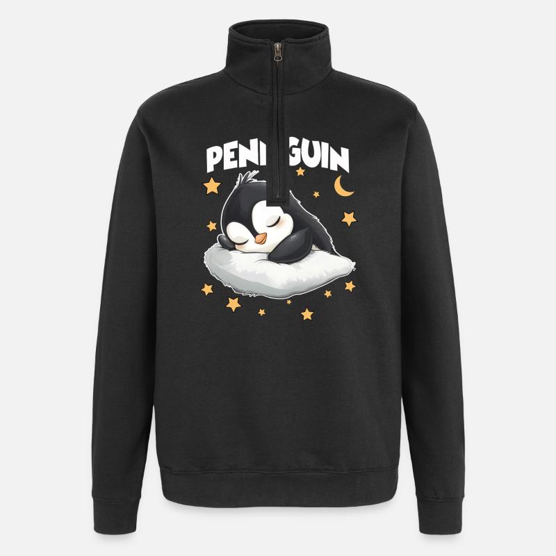 Pennguin Pinguin Schlafmützen Langschläfer Kuschel - Quarter-Zip-Sweatshirt - Schwarz