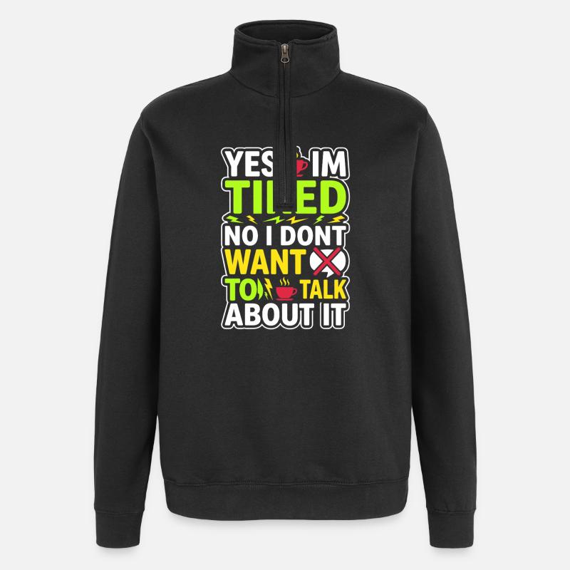 Infirmière de nuit, fatiguée - Sweat à zip 1/4 - noir