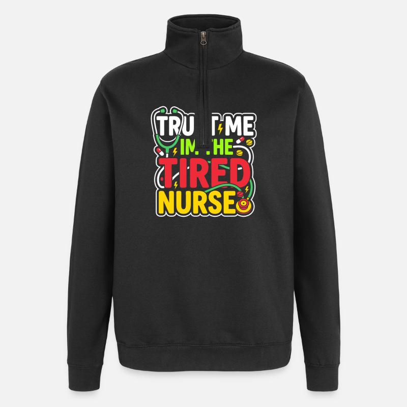Infirmière de nuit, fatiguée - Sweat à zip 1/4 - noir
