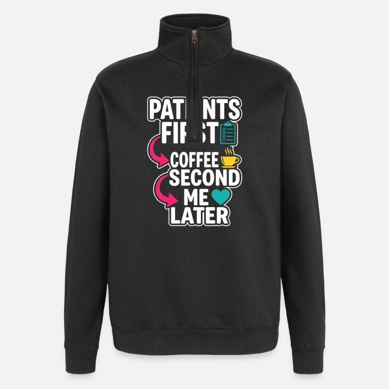 Infirmière de nuit, fatiguée - Sweat à zip 1/4 - noir
