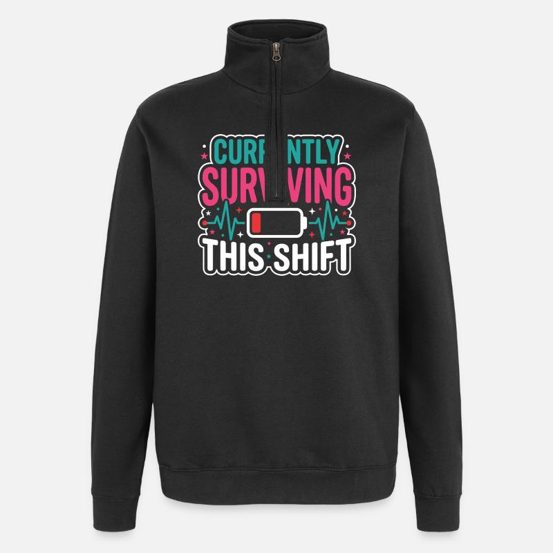 Night Shift Nurse, Tired - Quarter-Zip Sweatshirt - black