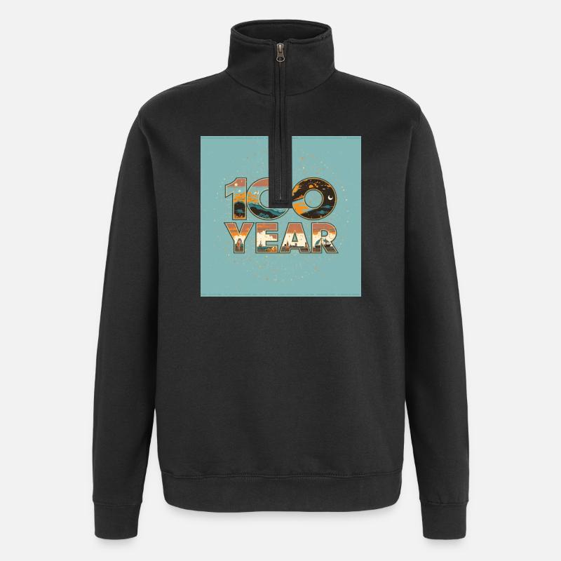 Paysage rétro centenaire - Sweat à zip 1/4 - noir