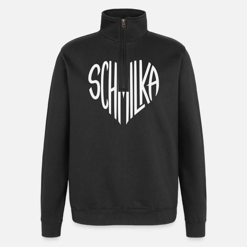 Schmilka Heart Font Logo - Quarter-Zip Sweatshirt - black