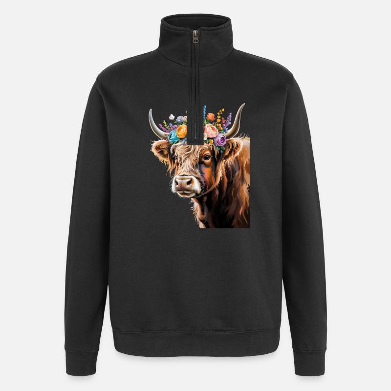 Cow - Quarter-Zip Sweatshirt - black