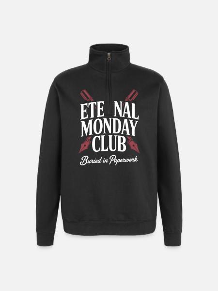 Eternal Monday Club: Paperwork - Quarter-Zip Sweatshirt - black