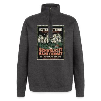 Externsteine Heimat - Quarter-Zip-Sweatshirt - Anthrazit - Vorne - AI Model Female 172 light (172cm) & AI Model Male 178 dark (178cm)