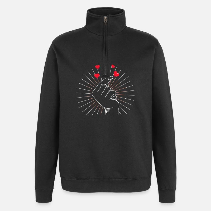 Éclat des Cœurs Pincés - Sweat à zip 1/4 - noir