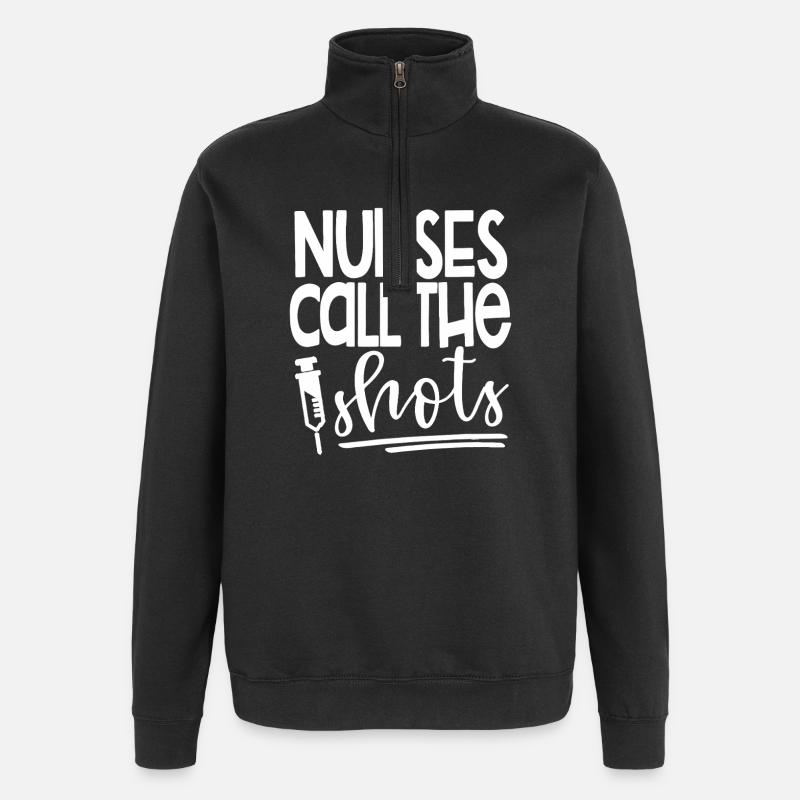 Nurses Call the Shots - Quarter-Zip Sweatshirt - black