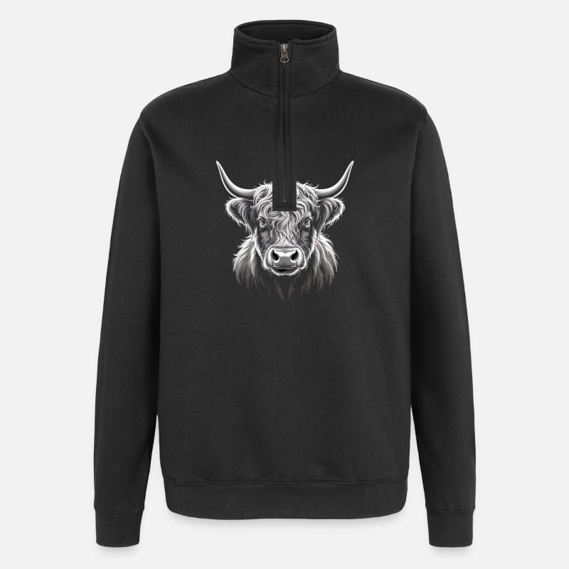 Bovins écossais des Highlands - Sweat à zip 1/4 - noir