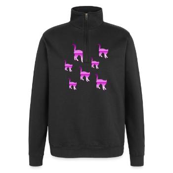 Katzen - Quarter-Zip-Sweatshirt - Schwarz - Vorne - AI Model Female 172 light (172cm) & AI Model Male 178 dark (178cm)