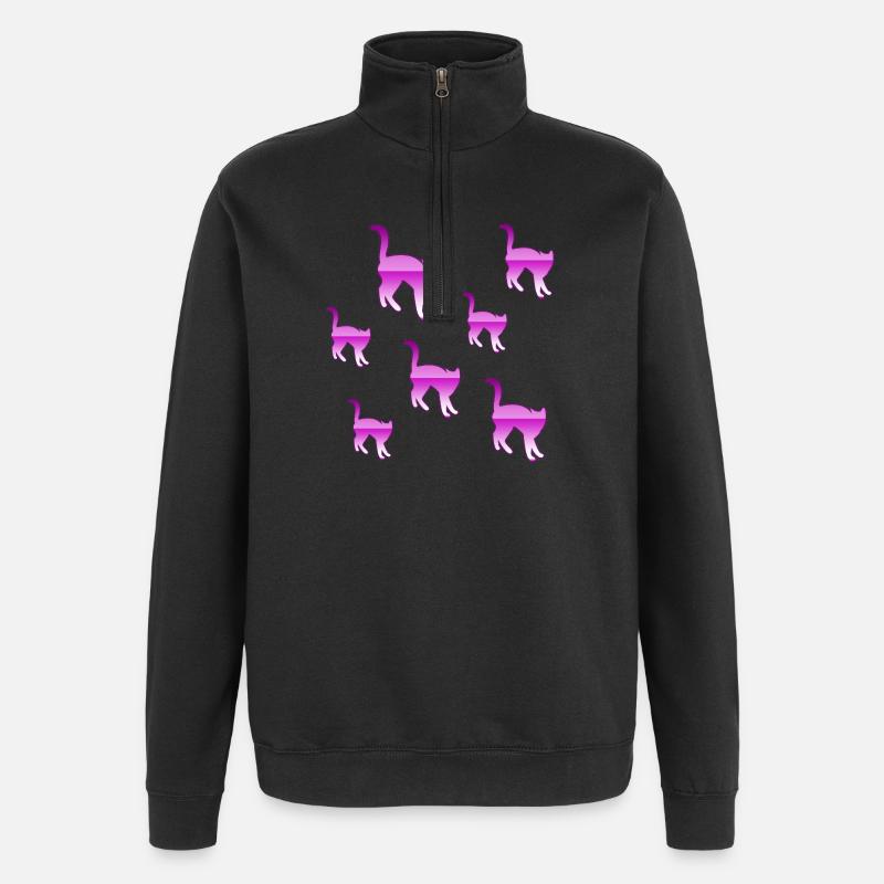 Katzen - Quarter-Zip-Sweatshirt - Schwarz