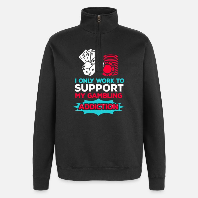 Jeux de poker de casino - Sweat à zip 1/4 - noir