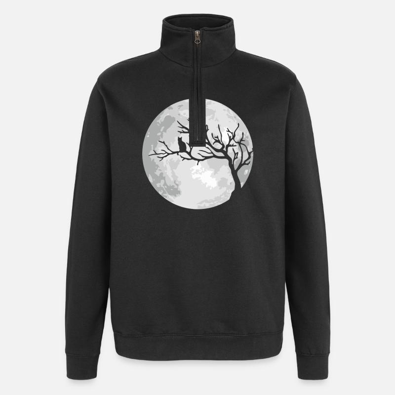 Lune de Chat Lune d’Halloween - Sweat à zip 1/4 - noir