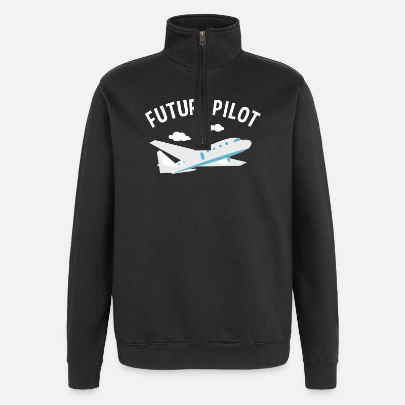 Zukünftiger Pilot Tee - Quarter-Zip-Sweatshirt - Schwarz