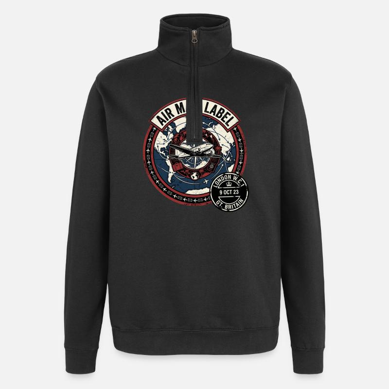 Air Mail England - Quarter-Zip Sweatshirt - black