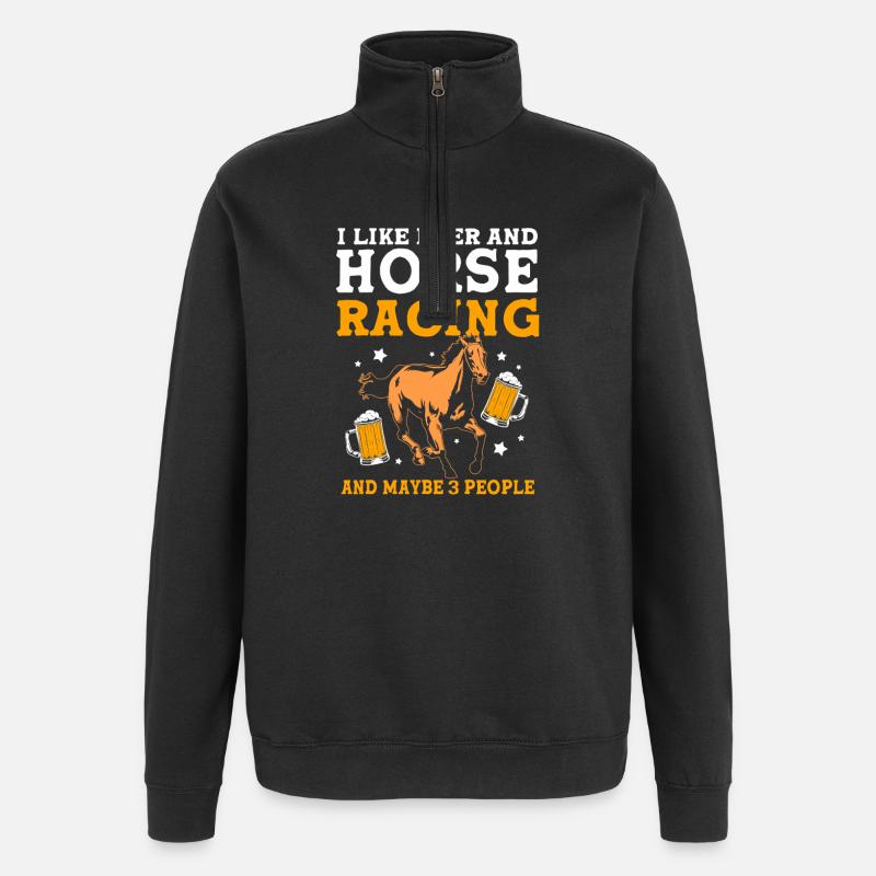 Pferderennen Bier - Quarter-Zip-Sweatshirt - Schwarz