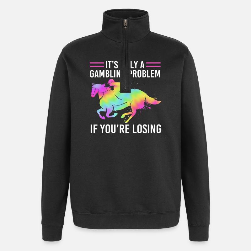 Courses de chevaux - Sweat à zip 1/4 - noir