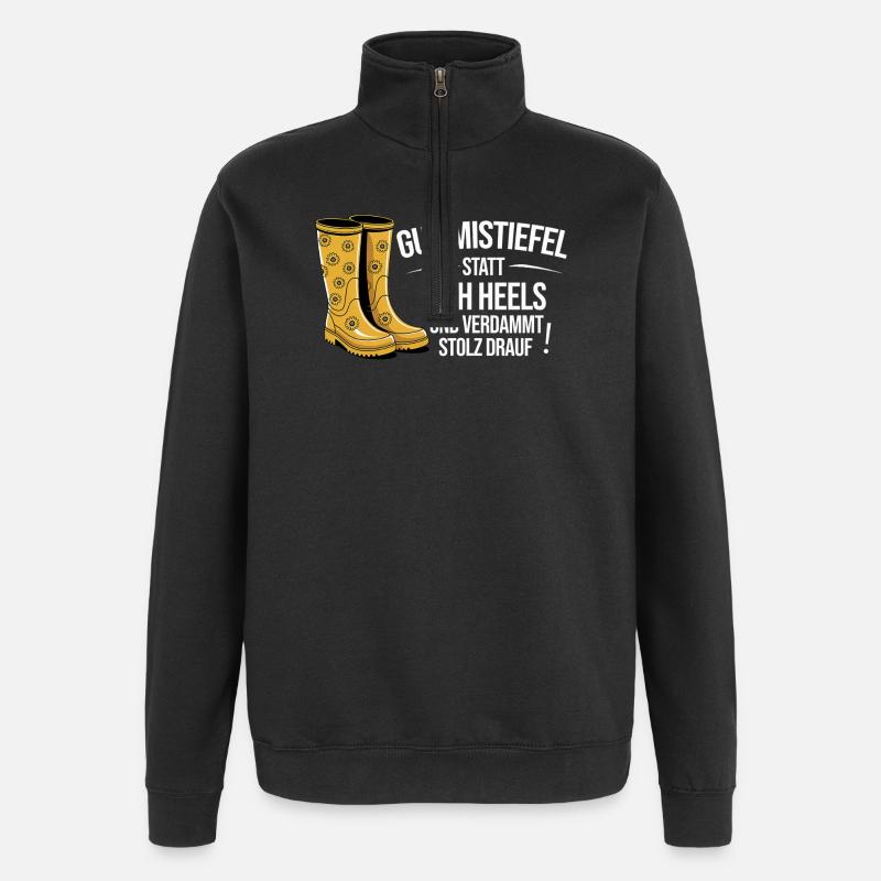 Gummistiefel statt High Heels - Quarter-Zip-Sweatshirt - Schwarz