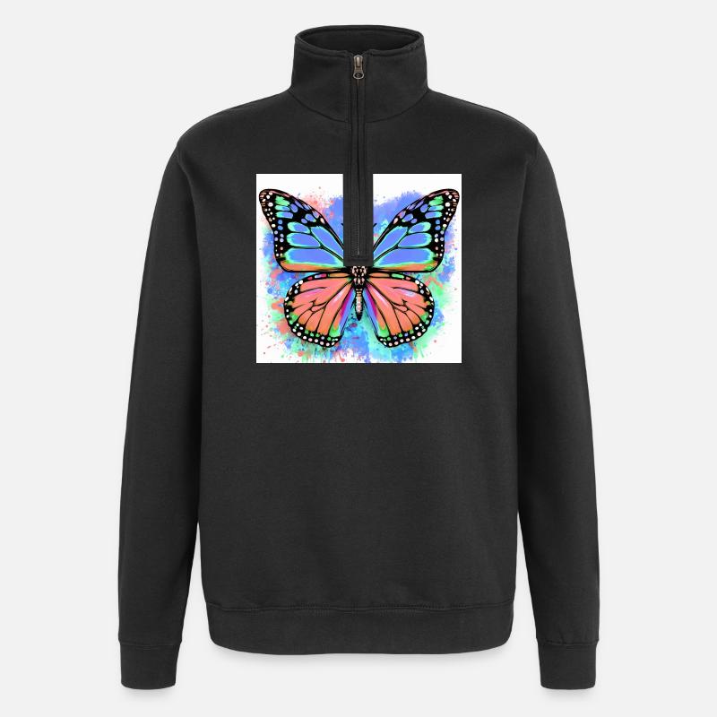 papillon - Sweat à zip 1/4 - noir
