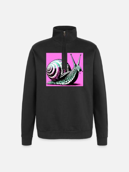 Escargot - Sweat à zip 1/4 - noir