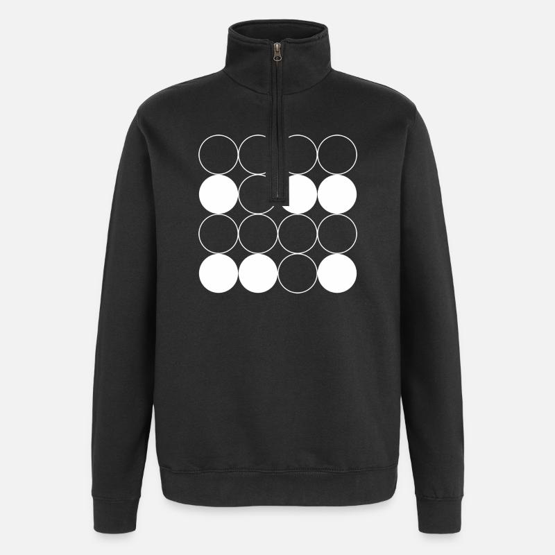 Kreisgittermuster - Quarter-Zip-Sweatshirt - Schwarz