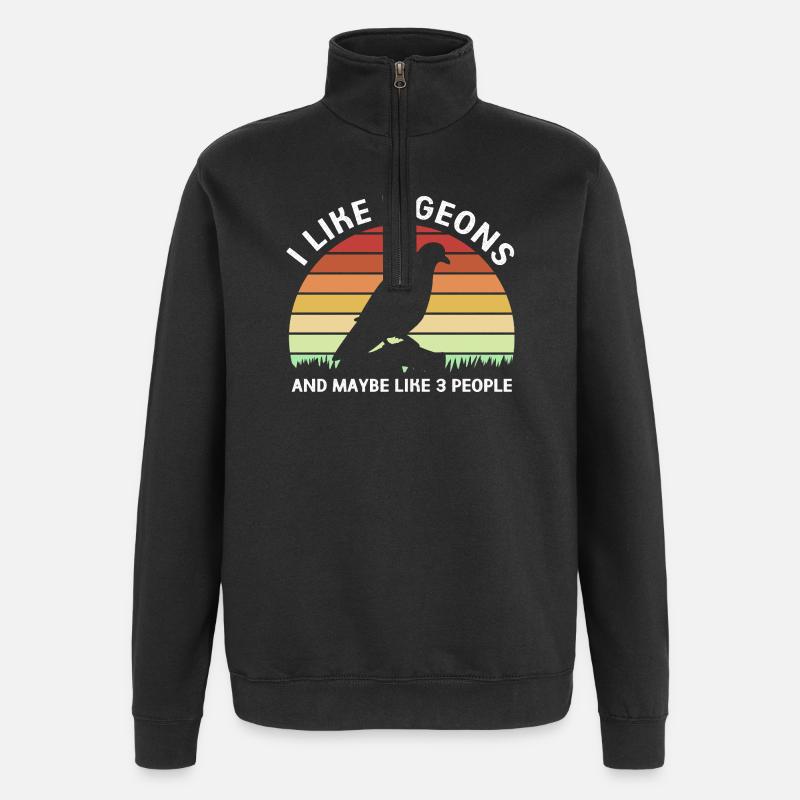 Taube Tauben - Quarter-Zip-Sweatshirt - Schwarz