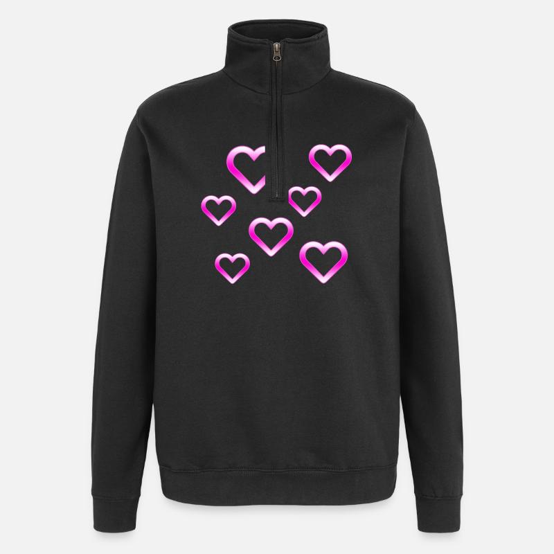 Herzen - Quarter-Zip-Sweatshirt - Schwarz