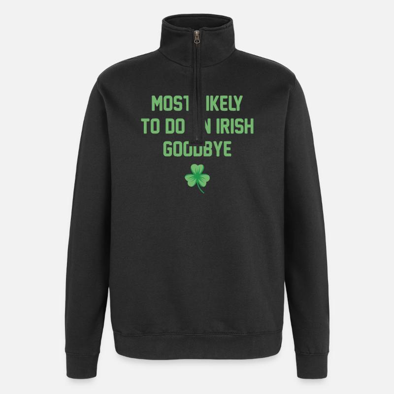 Irischer Goodbye Shamrock Tee - Quarter-Zip-Sweatshirt - Schwarz