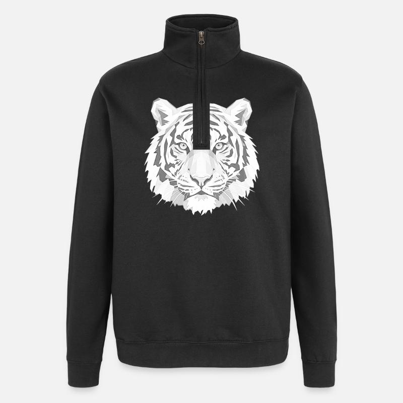 Geometric Tiger Head Grey - Quarter-Zip Sweatshirt - black