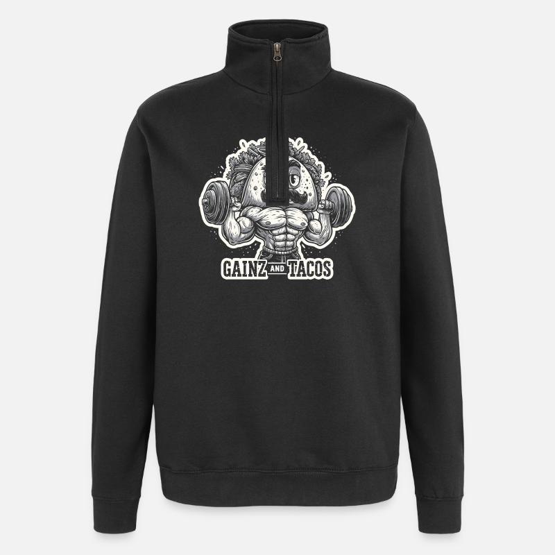 Gains et Tacos Avocat - Sweat à zip 1/4 - noir
