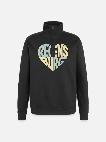 Regensburg Heart Design - Quarter-Zip Sweatshirt - black