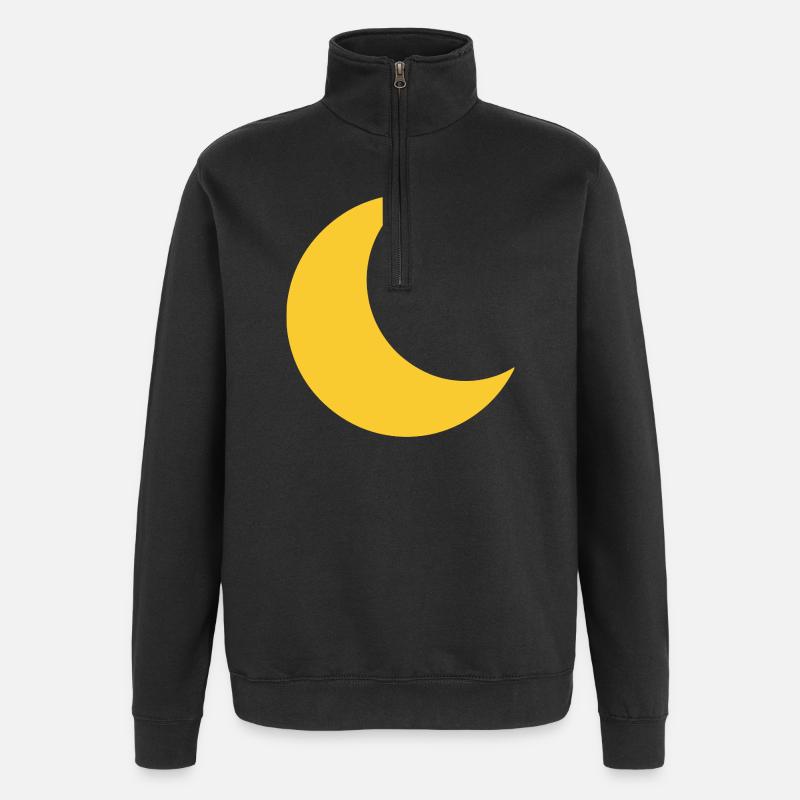 Gelber Mondsilhouette - Quarter-Zip-Sweatshirt - Schwarz