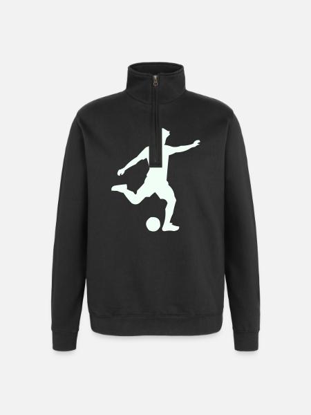 Foosball silhouette in jump - Quarter-Zip Sweatshirt - black